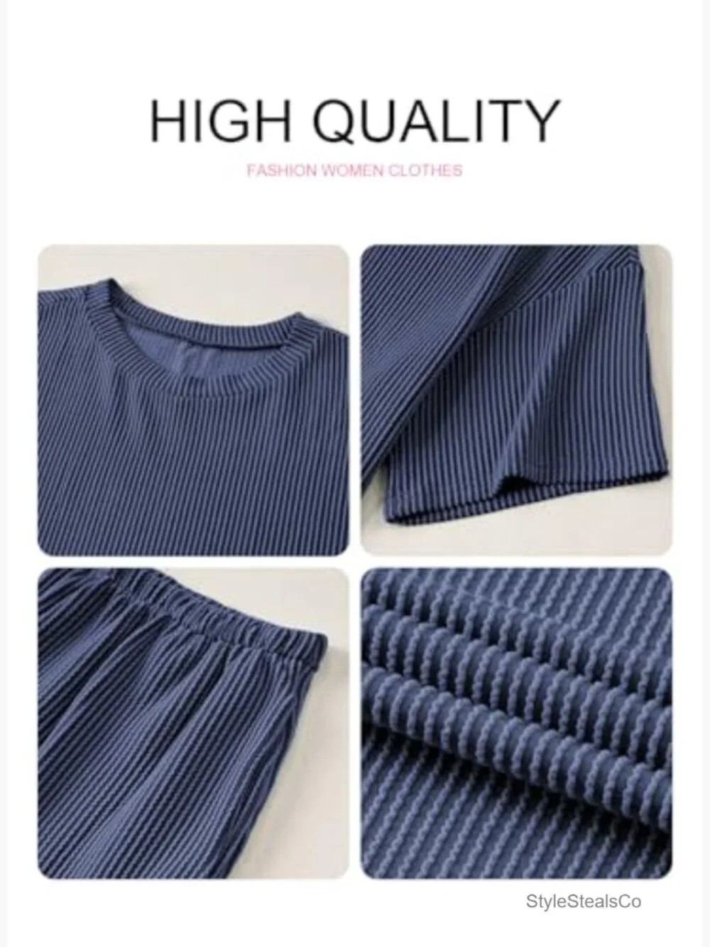 Two Piece Lounge Set Short Sleeve Top High Waisted Shorts Pockets Matching Set